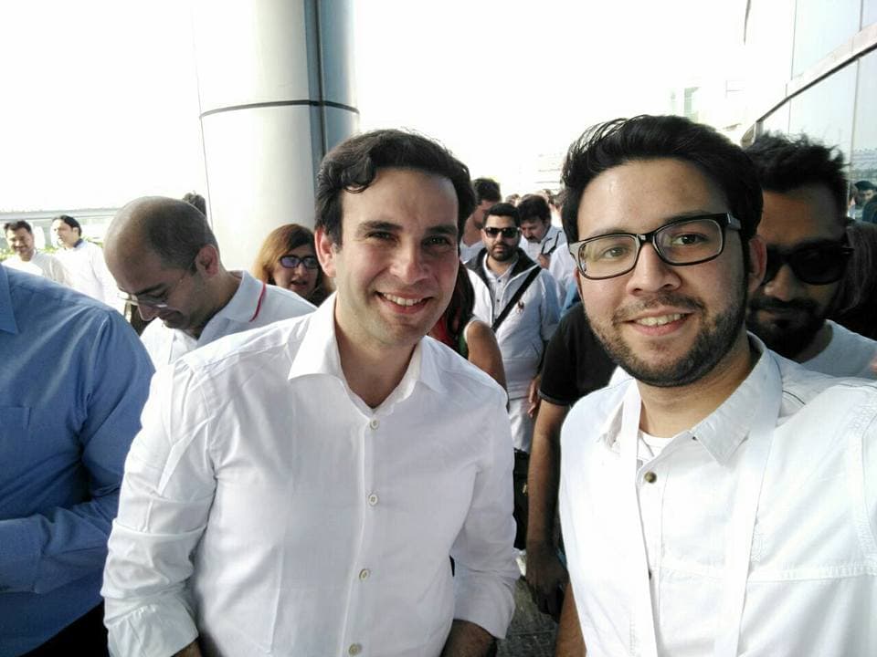 Muhammad Shahzeb with a colleague at an industry event